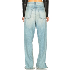 Pantalones Vaqueros de Mezclilla Lavada para Hombre, Estilo Americano, Corte Recto, Retro, Azul Claro, Desgastados, de Pierna Ancha, Cintura Media, para Invierno - Product Image 4