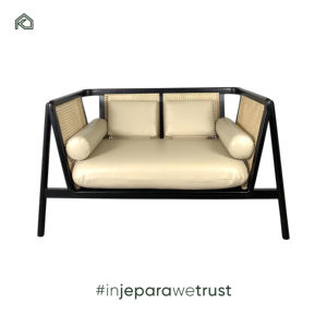 Ensemble de canapés modulaires modernes 3 places en rotin et cannage avec structure en bois pour salon et hôtel - Dora - Product Image 1