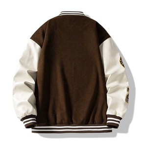 Oem Manufacturer High Quality Winter Varsity <b>Jacket</b> <b>Men</b> Stand Collar Chenille Embroidery Leather Sleeves Custom <b>Baseball</b> - Product Image 4