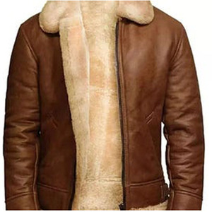 Chaqueta de hombre de piel de oveja auténtica, estilo bomber, cálida, personalizable, transpirable, talla grande, informal, con cremallera, para invierno. - Product Image 2