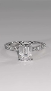 Anillo de diamante cultivado en laboratorio, certificado IGI, diamante rosa de 3 quilates, diamante VVS2, anillo de oro blanco de 18 quilates, anillo de diamante esmeralda de fantasía. - Product Image 2