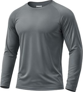 Chemise de bain à manches longues pour homme, gris uni, 100% polyester, séchage rapide, couvrante - Product Image 3