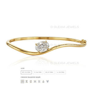 Bracelet tennis en or 14 carats avec diamants de laboratoire, 2 carats, bracelet en diamants incurvé empilable, bijoux minimalistes de luxe, cadeau - Product Image 2