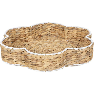 Handmade Natural Rattan <b>Round</b> Serving <b>Tray</b> with Built in Handles Eco-Friendly Wicker Ottoman <b>Tray</b> for Coffee <b>Table</b> Decor - Product Image 3