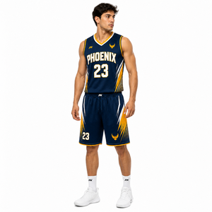 Tenue de basketball de haute qualité pour hommes, ensemble maillot et short personnalisés pour équipe, design sublimé, tissu respirant, vêtements d'entraînement sportif - Product Image 1