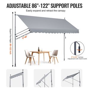 Toldo retráctil para patio de 157x47, refugio parasol con manivela para patios al aire libre y protección solar - Product Image 4