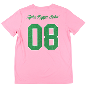 T-shirt AKA Glitter Dry Fit pour femme, rose, sororité grecque, évacuation de l'humidité, athlétique, décontracté, coupe élégante - Product Image 2