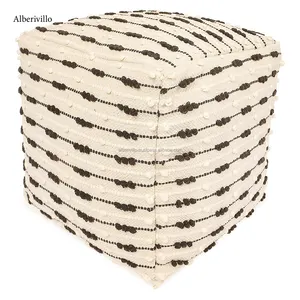 高品质波希米亚式搁脚线编织储物袋用于客厅躺椅家用搁脚凳
