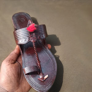 Handcrafted Women's Kolhapuri Leather Platform <b>Slip</b>-<b>On</b> Sandals Ethnic Fashion Trend - Product Image 3