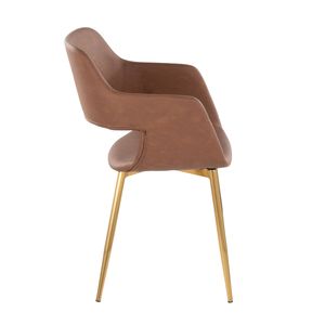 Juego de 2 Sillas de Comedor/Accesorio Margarite, Metal Dorado y Cuero Sintético Marrón, Diseño Contemporáneo y Elegante - Product Image 3