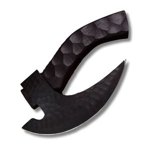 Cuchillo para pizza Vikingo negro de grado industrial hecho a mano con mango de madera negra y funda de cuero. - Product Image 1