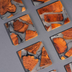 Luxury Wooden <b>Coaster</b> <b>Drinks</b> Mats Square Wedding Coffee Tea Cup Beer <b>coaster</b> Holder Epoxy Resin Wood <b>Coasters</b> Set with Holder - Product Image 5