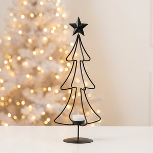 Wholesale Black Metal Wire Christmas <b>Tree</b> Candle <b>Stand</b> With Star Top For Home Decoration - Product Image 1