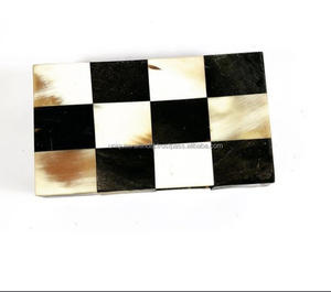 Caja de almacenamiento de recuerdo de MDF de 6x4 pulgadas hecha a mano de lujo con incrustaciones de cuerno elegante organizador de joyas para decoración del hogar y regalos - Product Image 1