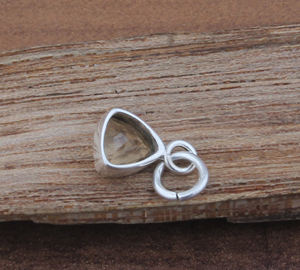 Vintage Dainty 925 Sterling Silver Citrine Triangle Necklace Minimalist Honey Yellow <b>Crystal</b> <b>Pendant</b> Platinum Plated Link Chain - Product Image 5