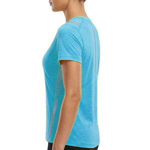 <b>Yoga</b> <b>T</b>-<b>Shirt</b> Outdoor Workout Gym Women's Blue Stretch Compression Fabric For Sports And Fitness Breathable Moisture Wicking - Product Image 2