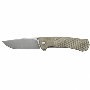 Navajas Plegables de Bolsillo para Exteriores con Hoja de Acero Stonewashed Tipo Drop Point, Mango con Patrón de Diamante Oliva y Anillo de Soporte para el Pulgar para Uso Diario - Product Image 1