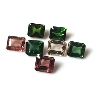 Calibrated Gemstone Pair/ Set 6X7 MM Natural 10.00 Carat Pastel Multi-Color Zambian Tourmaline Emerald Cut <b>7</b>-Pieces Loose - Product Image 3
