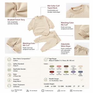 Conjunto de Sudadera Personalizada para Bebés Niños y Niñas, Chándal de Algodón para Niños, Ropa Suave para Niños Pequeños, Conjunto de 2 Piezas, Fabricante Mayorista - Product Image 2
