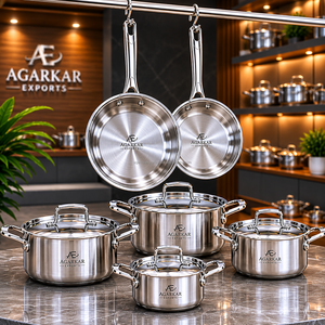 Premium Stainless Steel 12 Piece <b>Cookware</b> Set Leakproof Lid Mirror Finish Premium Kitchenware - Product Image 1