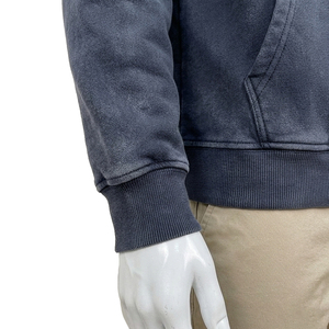 <b>Men's</b> Navy Blue Hooded Acid Wash Hoodie-Regular Fit Cotton Fleece Regular Sleeve Casual Custom Wear Solid Color Pocket Design - Product Image 3
