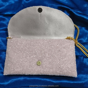 Bridal Beaded <b>Clutch</b> Bag Handmade <b>Wedding</b> Party Purse Custom Embroidery Evening Handbag Luxury Designer Chain Strap Fashion Soft - Product Image 4