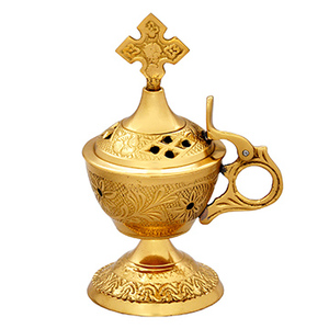 Quemador de Incienso Metálico con Asa |   Incensario de Mano para Iglesia – DOUBLE VEE EXPORTS - Product Image 1