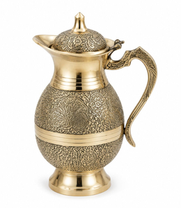 Brass <b>Water</b> Jug Traditional Metal Pitcher for Home Kitchen Restaurant <b>Water</b> <b>Storage</b> and Serving <b>Container</b> Tabletop Use - Product Image 1