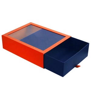 Customize <b>Thin</b> Rectangle Packaging Clear PVC Window Paper Boxes Slid Drawer Gift Package Box with Clear PVC Window Lid - Product Image 3