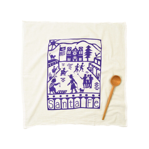 Serviette de cuisine rectangulaire en coton imprimé motif scène de ski, design original, lavable en machine, durable, bleu, imprimé au bloc - Product Image 2