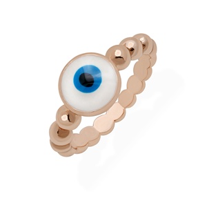 Wholesale 925 Sterling Silver Rose Gold Plated Enamel Evil Eye <b>Ball</b> Bead <b>Ring</b> Memoria Jewels - Product Image 1