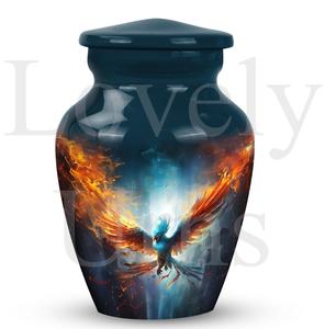 Urne funéraire élégante pour adulte, bleu phénix, lieu de repos pour cendres humaines, urne de crémation décorative, souvenir commémoratif. - Product Image 3