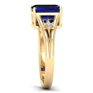 Bague solitaire REYES nouvelle arrivée en or massif 14 carats avec saphir bleu taille émeraude 2,5 carats pour femme, bijoux en moissanite certifiée GRA - Product Image 3