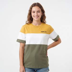 Camiseta de Mujer, Corte Regular, Tres Tonos, Logotipo Personalizado, Cuello Redondo, Algodón y Poliéster, Informal, Manga Corta - Product Image 1