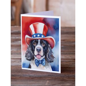 Whimsical A7 tamaño 5x7 tarjetas de notas en blanco paquete 8 patriótico americano inglés Springer Spaniel tarjetas de felicitación con sobres - Product Image 2