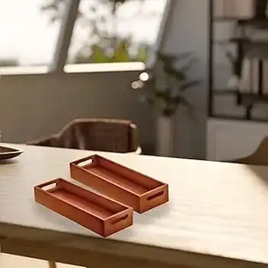 Plateau de service carré en bois d'acacia de style moderne avec motif horizontal pour le Ramadan, les mariages, exporté professionnellement - Product Image 5