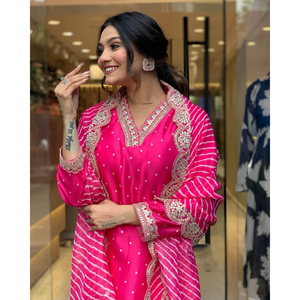 Ensemble Salwar Kameez en Soie Modale Lourde pour Tenue de Soirée (Haut, Bas et Dupatta) - Product Image 5