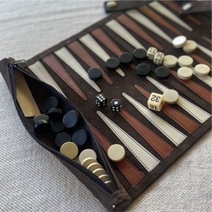 Juego de Backgammon Portátil Enrollable de Cuero Sintético, Tablero de Backgammon de Viaje, Juego de Mesa Vintage con Logotipo Personalizado, Regalo - Product Image 1