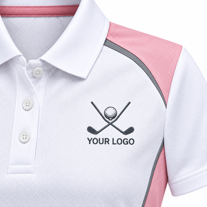 Women's <b>White</b> Pink Color Block <b>Polo</b> Shirt Short Sleeve Quick Dry Sporty Golf <b>Top</b> with Button Closure - Product Image 5