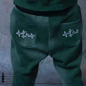 Pantalon de survêtement pour homme en molleton 100% coton épais, délavé au soleil, coupe large, avec logo personnalisé brodé, écologique, style urbain - Product Image 5