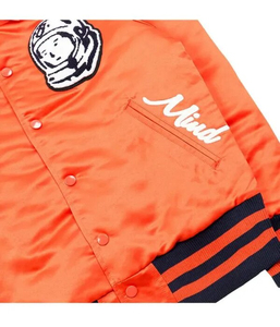 Men Brown Satin Varsity <b>Jacket</b> Snap Button Baseball Bomber <b>Jacket</b> Casual Streetwear Outerwear - Product Image 3