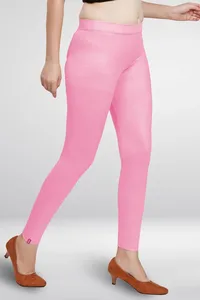 Leggings rosas hasta el tobillo para mujer, elásticos, ajustados, para yoga, gimnasio, uso diario, tela de algodón suave, pantalones cómodos - Product Image 2