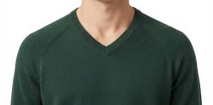 Suéter de Punto para Hombre, Cuello en V, Color Verde Oscuro, Mezcla de Lana, Manga Larga, Estilo Clásico Informal, con Logotipo Personalizado y Marca Privada - Product Image 4
