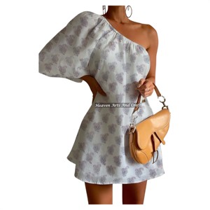 Vestido de Noche Casual de Verano 2026 al por Mayor, Estampado a Color, Elegante, de un Solo Hombro, con Manga Abullonada, Sencillo, Natural, Sexy y de Alta Calidad para Mujer - Product Image 2