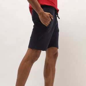 Shorts Bermuda en coton bleu marine pour homme, taille mi-haute, cordon de serrage, style décontracté avec poches - Product Image 3