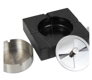 Cendrier incrusté de bois et de marbre de qualité supérieure Plateau à fumer rond fabriqué à la main avec finition naturelle Idéal pour les cadeaux décoratifs et les commandes en gros - Product Image 2