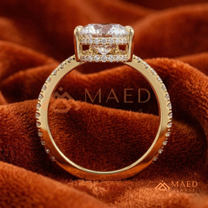 แหวนหมั้นทองคำแท้ 14K/18K ประดับเพชรโมอิสซาไนต์ทรงลูกแพร์สำหรับผู้หญิง แหวนวงแหวนรูปตัววีประดับเพชรแบบสองแถว - Product Image 3