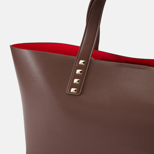 Women Real Leather Tote <b>Bag</b> Brown Luxury Shoulder Handbag Large Capacity <b>Studded</b> Elegant Work Purse - Product Image 4