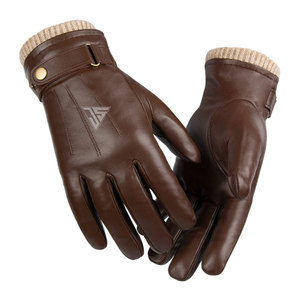 Gants décontractés en cuir pour hommes avec doublure en cachemire, thermiques, respirants, à séchage rapide, pour sports de plein air - Product Image 2