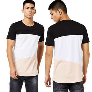 เสื้อยืดคอกลมแขนสั้นผู้ชาย สีดำ ขาว ชมพู ลายสามสี ซิปหน้า  ลำลอง รับทำโลโก้ตามสั่ง  OEM ODM ขายส่ง - Product Image 6